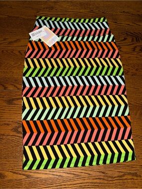 LuLaRoe Cassie Neon Chevron Pencil Skirt - Black, Orange, Yellow, Green, P